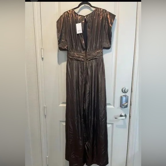 MISA Los Angeles Sophia Metallic Bronze Jumpsuit Medium - Picture 3 of 4
